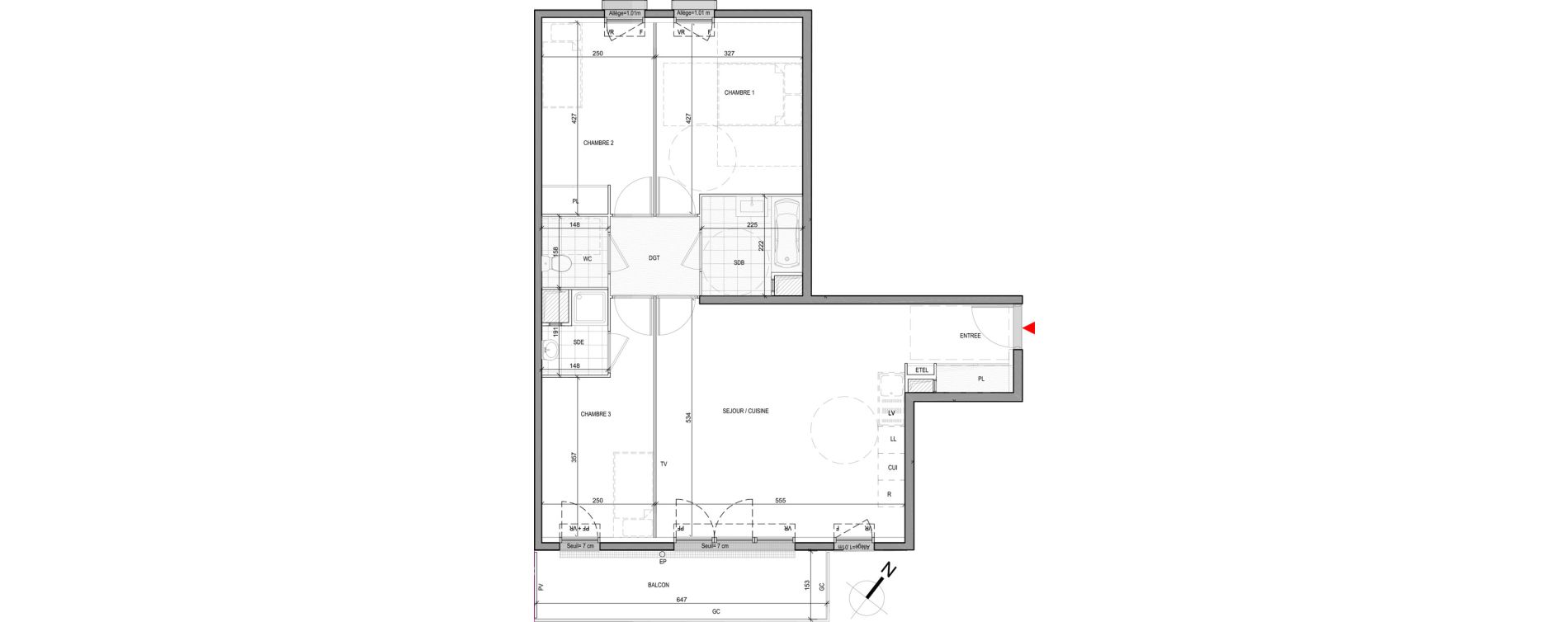 Appartement T4 de 80,16 m2 &agrave; Guyancourt Villaroy
