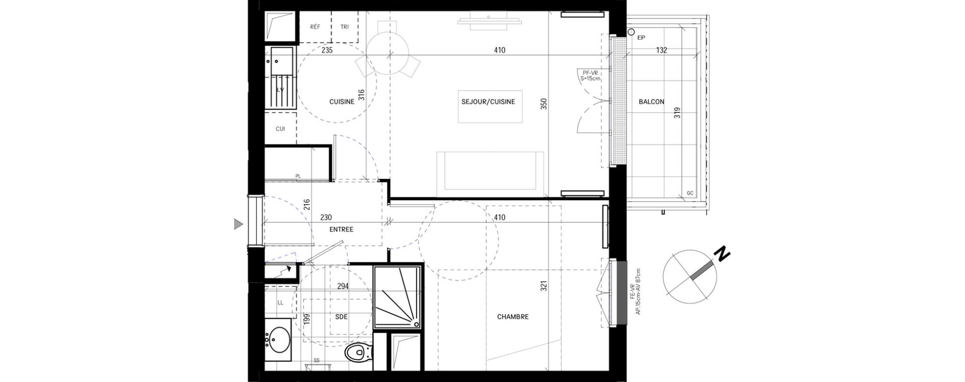 Appartement T2 de 41,56 m2 &agrave; Guyancourt Pont du routoir