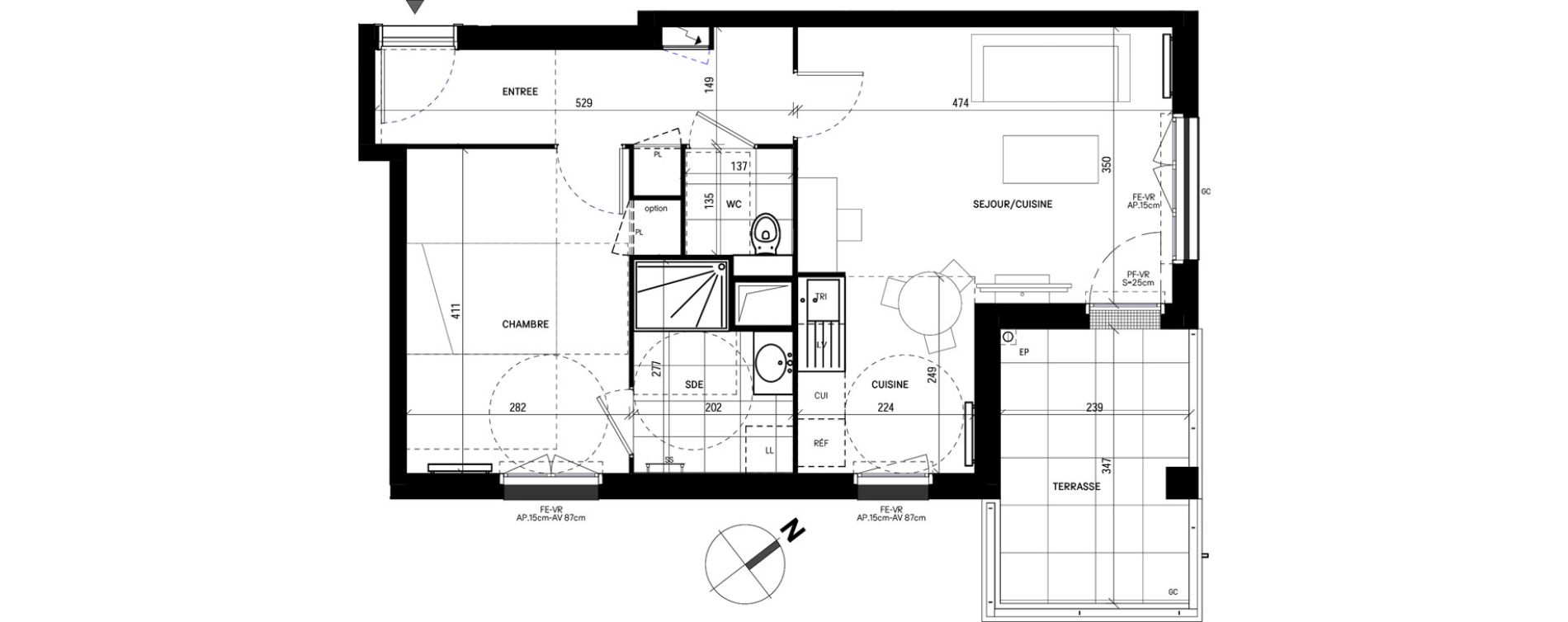 Appartement T2 de 47,05 m2 &agrave; Guyancourt Pont du routoir