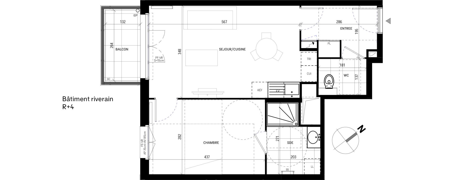 Appartement T2 de 44,86 m2 &agrave; Guyancourt Pont du routoir