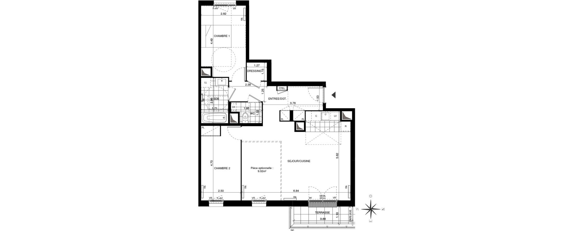 Appartement T3 de 77,17 m2 &agrave; Guyancourt Centre