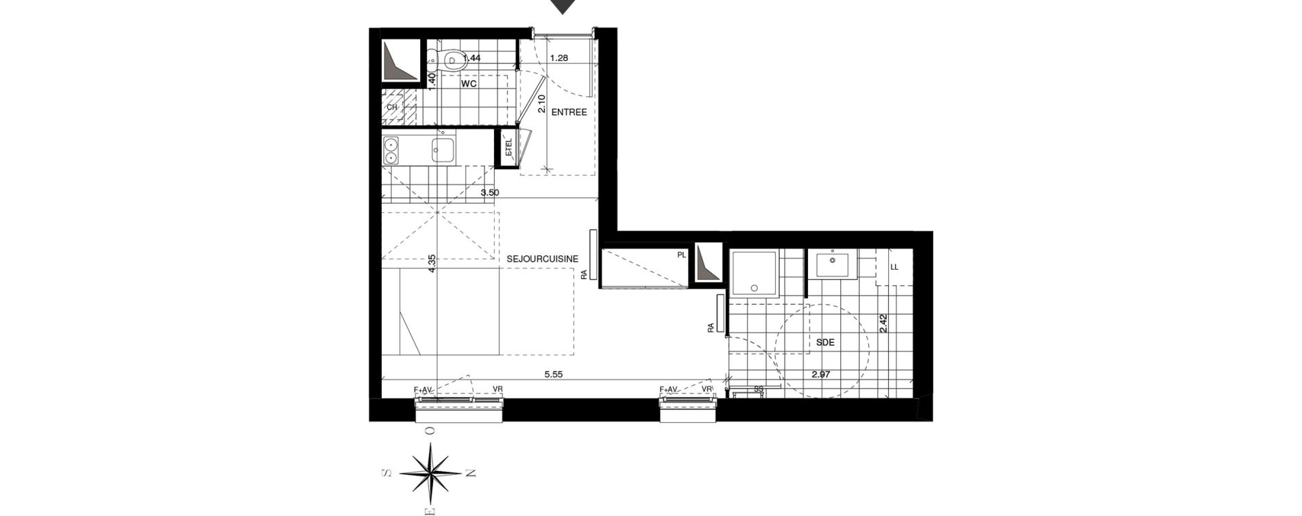 Appartement T1 de 30,96 m2 &agrave; Guyancourt Centre