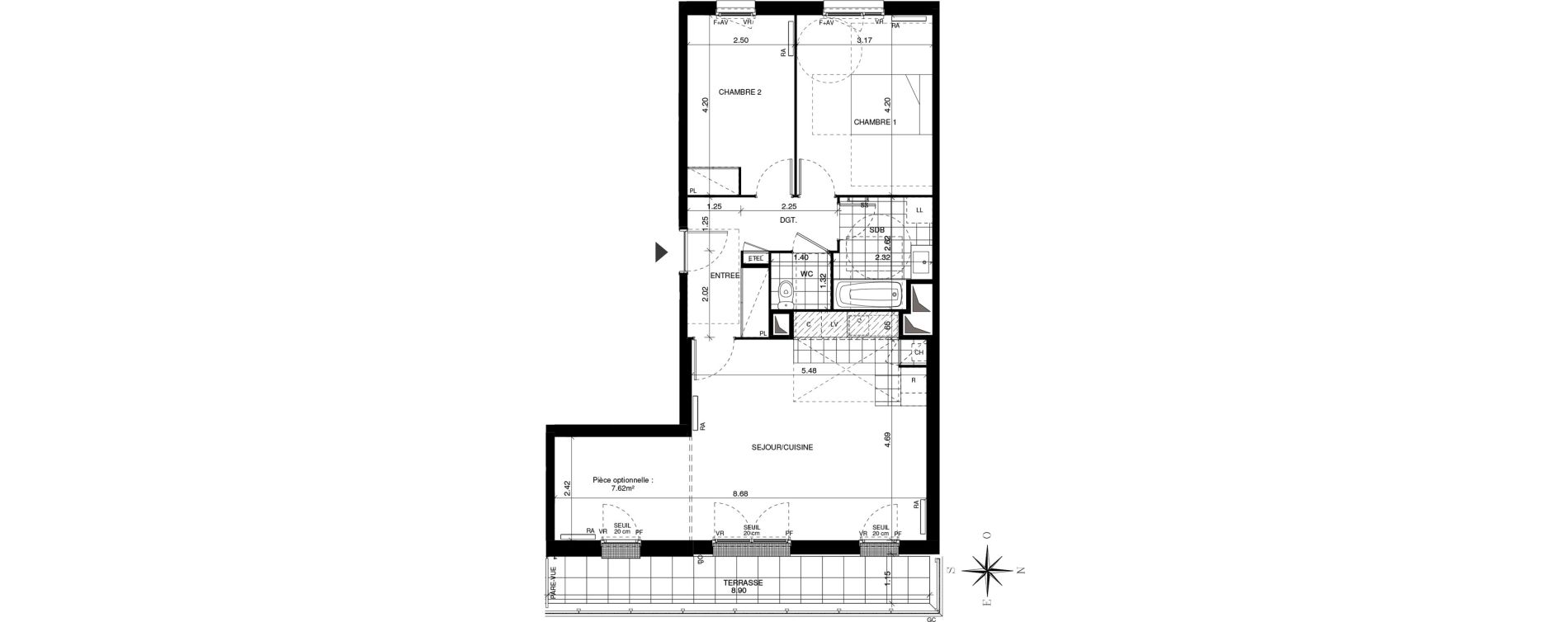Appartement T3 de 74,05 m2 &agrave; Guyancourt Centre