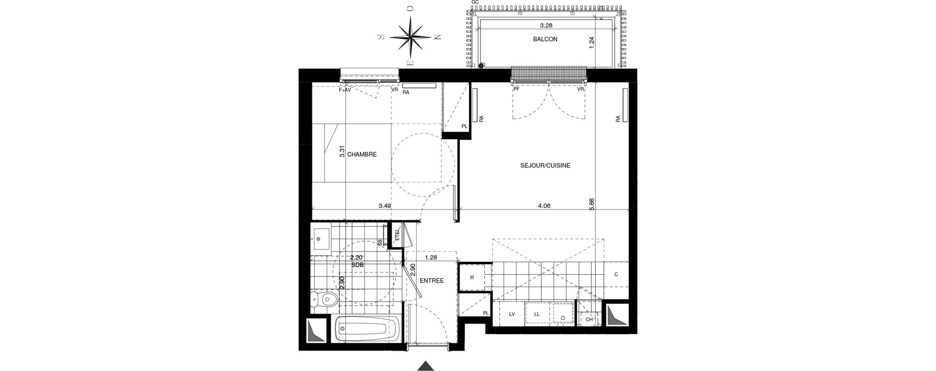 Appartement T2 de 44,08 m2 &agrave; Guyancourt Centre
