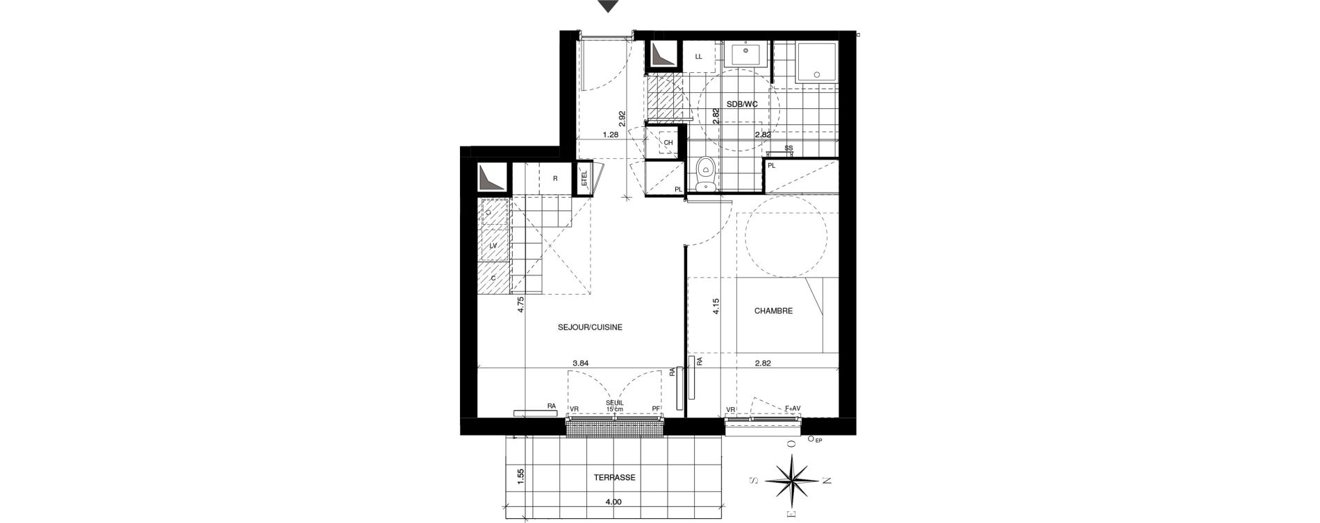 Appartement T2 de 41,11 m2 &agrave; Guyancourt Centre