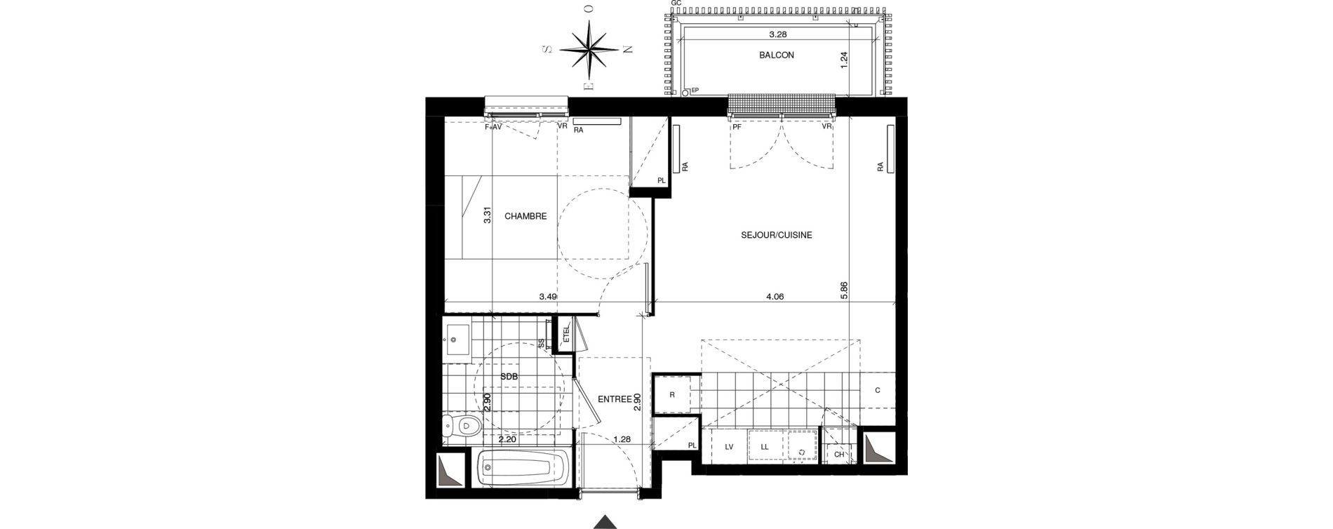Appartement T2 de 44,08 m2 &agrave; Guyancourt Centre