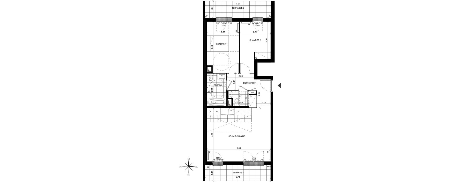 Appartement T3 de 63,39 m2 &agrave; Guyancourt Centre