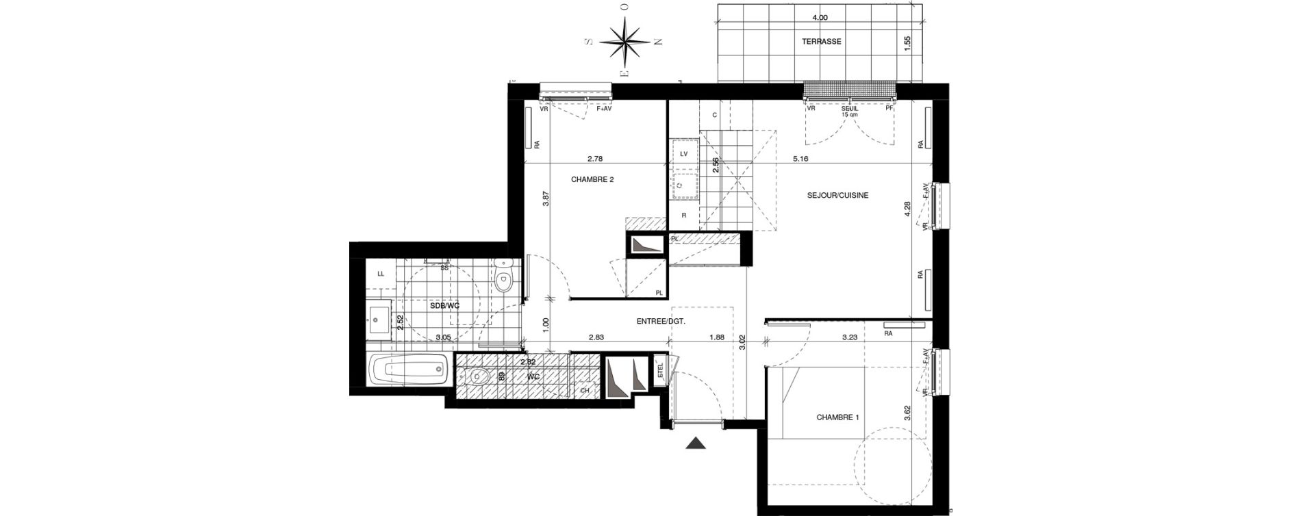 Appartement T3 de 59,65 m2 &agrave; Guyancourt Centre