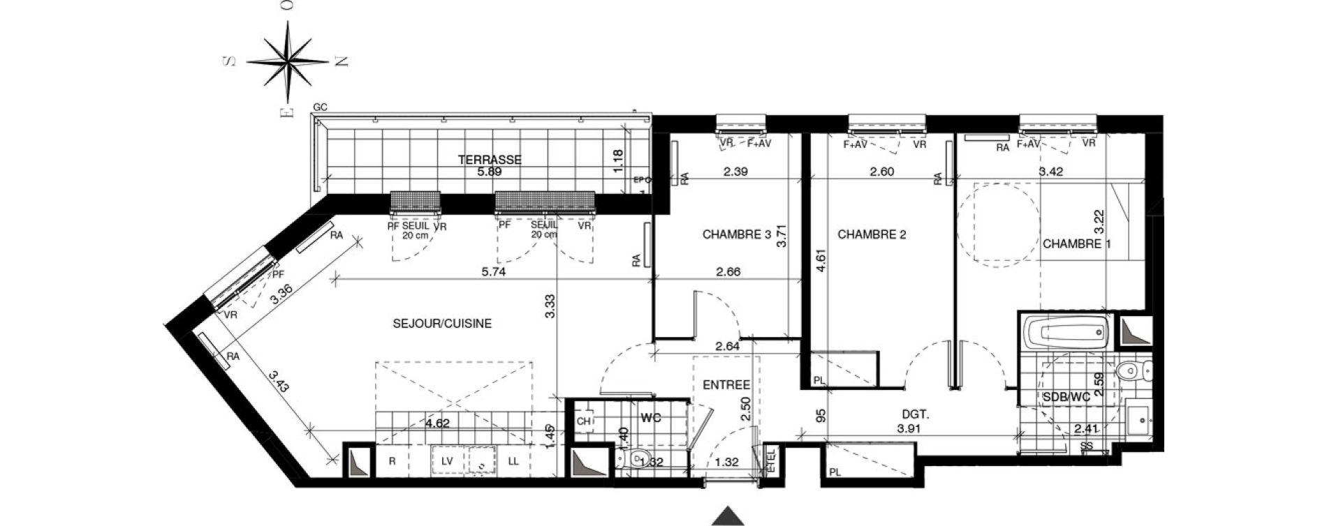 Appartement T4 de 84,01 m2 &agrave; Guyancourt Centre