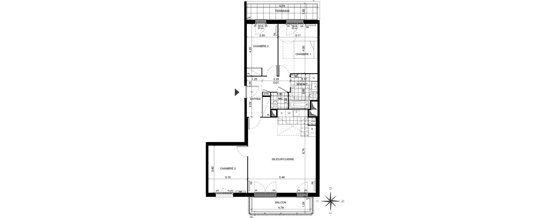 Appartement T4 de 85,99 m2 à Guyancourt Centre