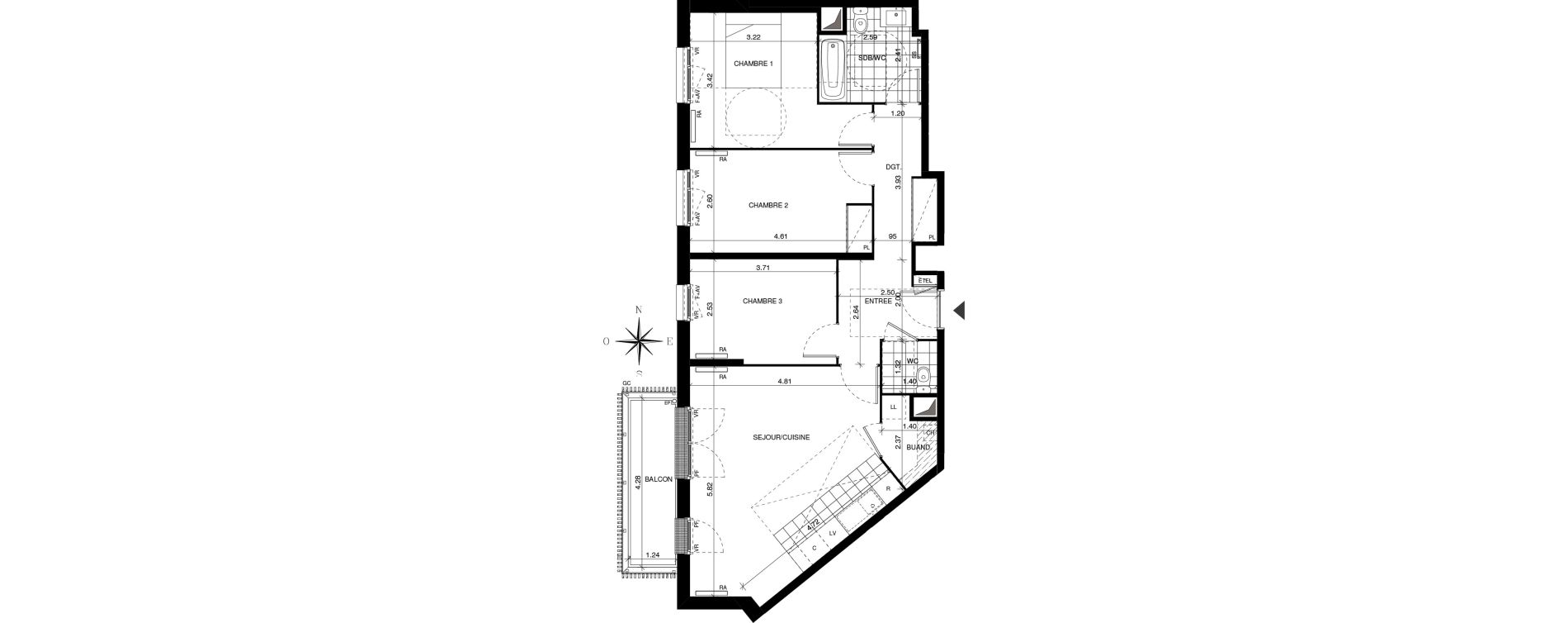 Appartement T4 de 79,98 m2 à Guyancourt Centre