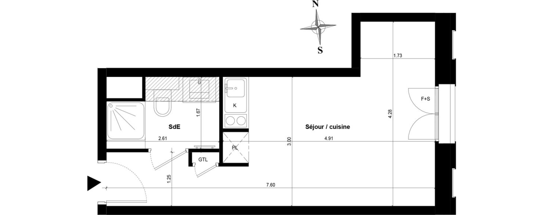 Appartement T1 de 23,80 m2 &agrave; Guyancourt Centre