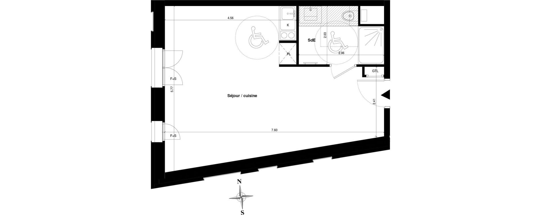 Appartement T1 bis de 37,67 m2 &agrave; Guyancourt Centre