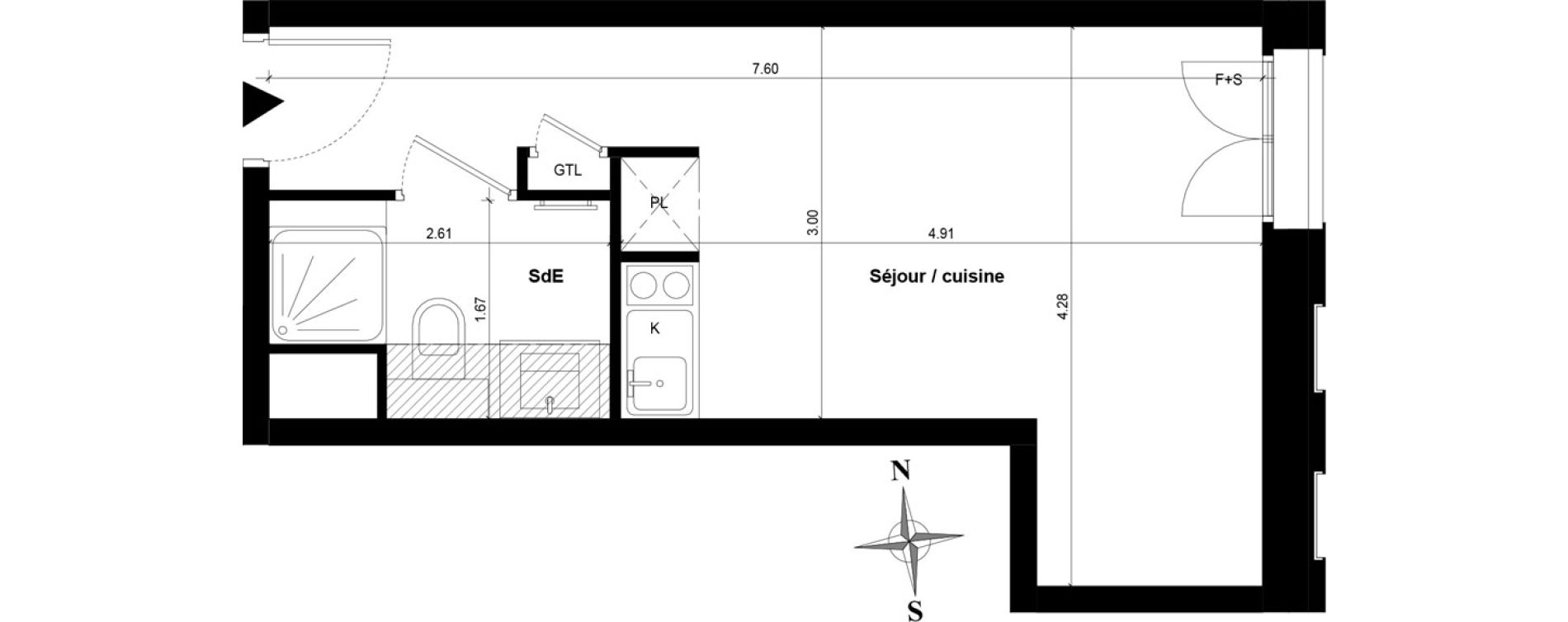 Appartement T1 de 23,80 m2 &agrave; Guyancourt Centre