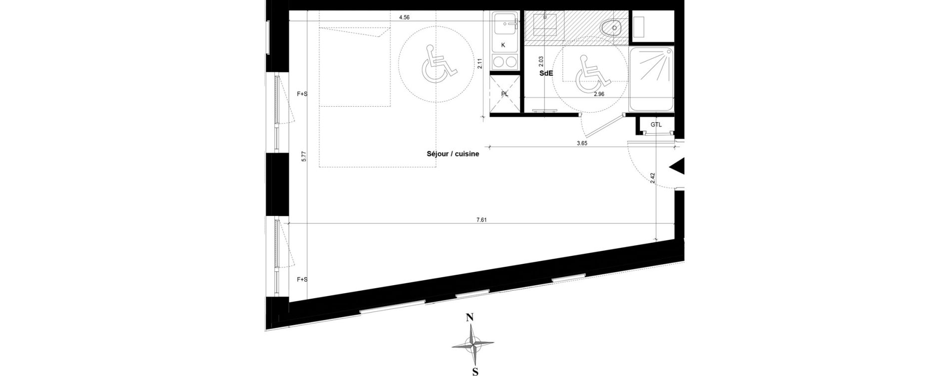 Appartement T1 bis de 37,74 m2 &agrave; Guyancourt Centre