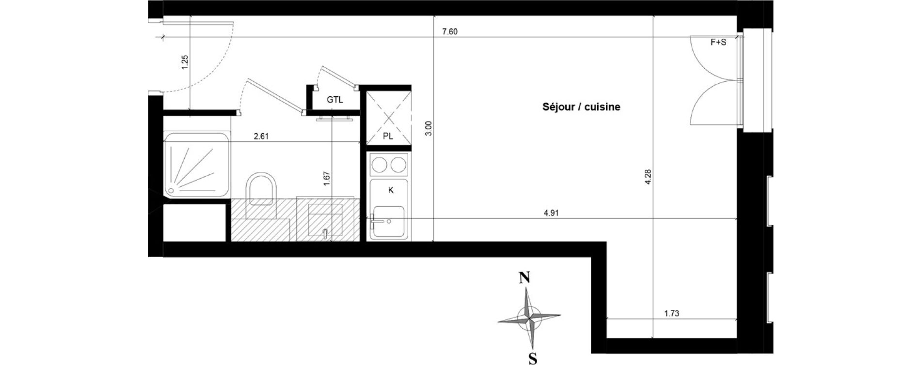 Appartement T1 de 23,80 m2 &agrave; Guyancourt Centre