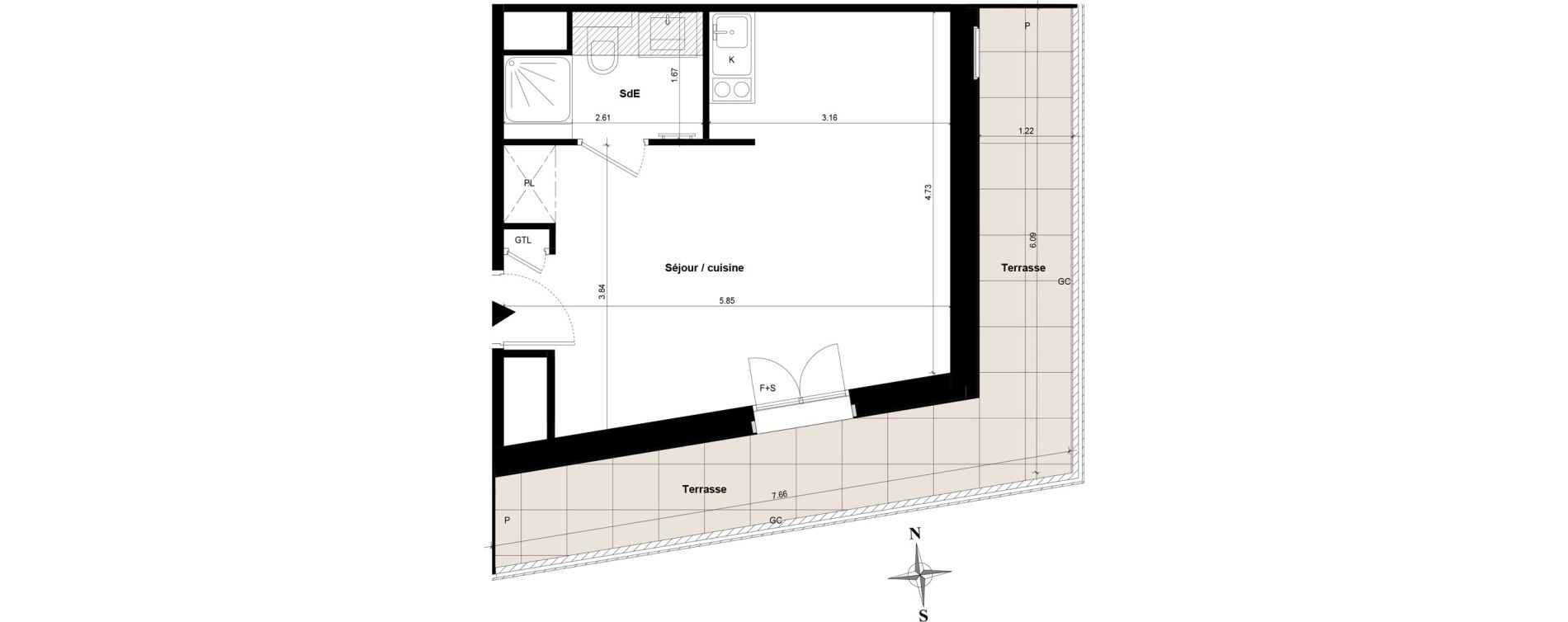 Appartement T1 bis de 28,51 m2 &agrave; Guyancourt Centre