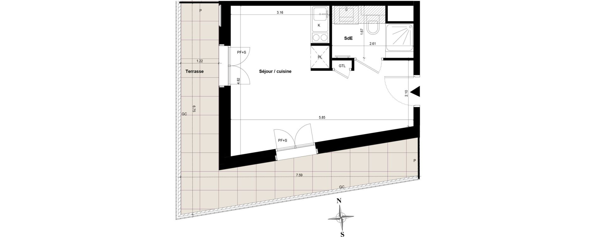 Appartement T1 de 24,14 m2 &agrave; Guyancourt Centre