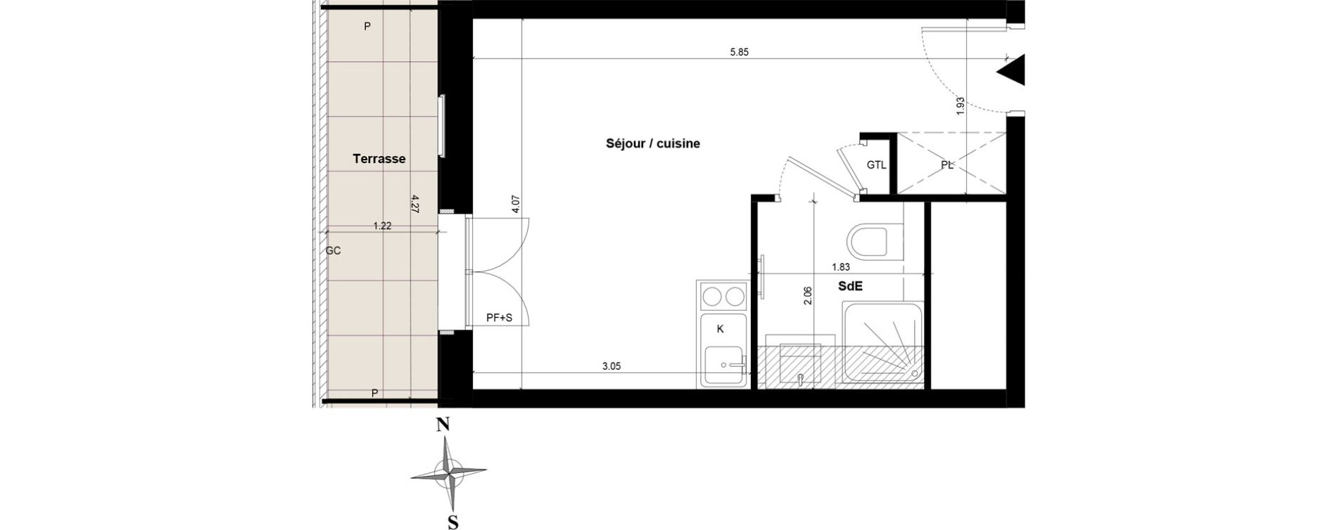 Appartement T1 de 21,31 m2 &agrave; Guyancourt Centre