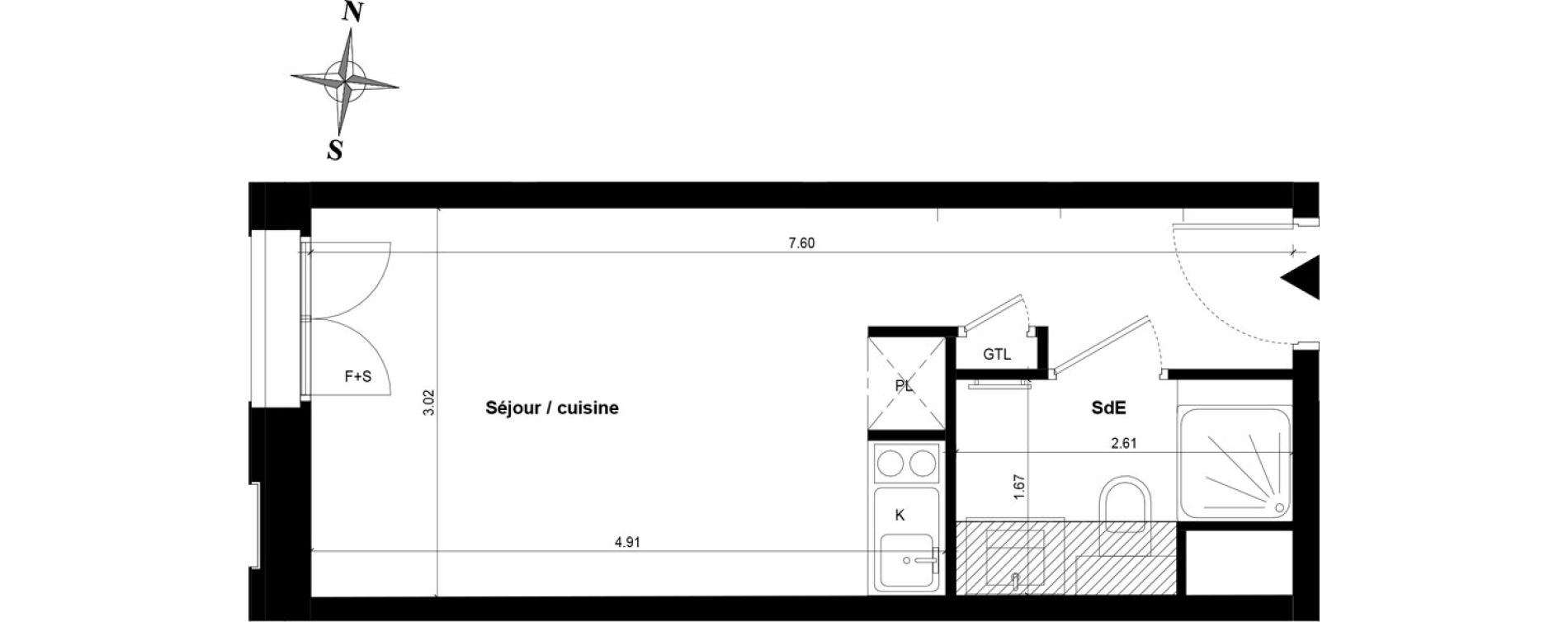 Appartement T1 de 21,64 m2 &agrave; Guyancourt Centre