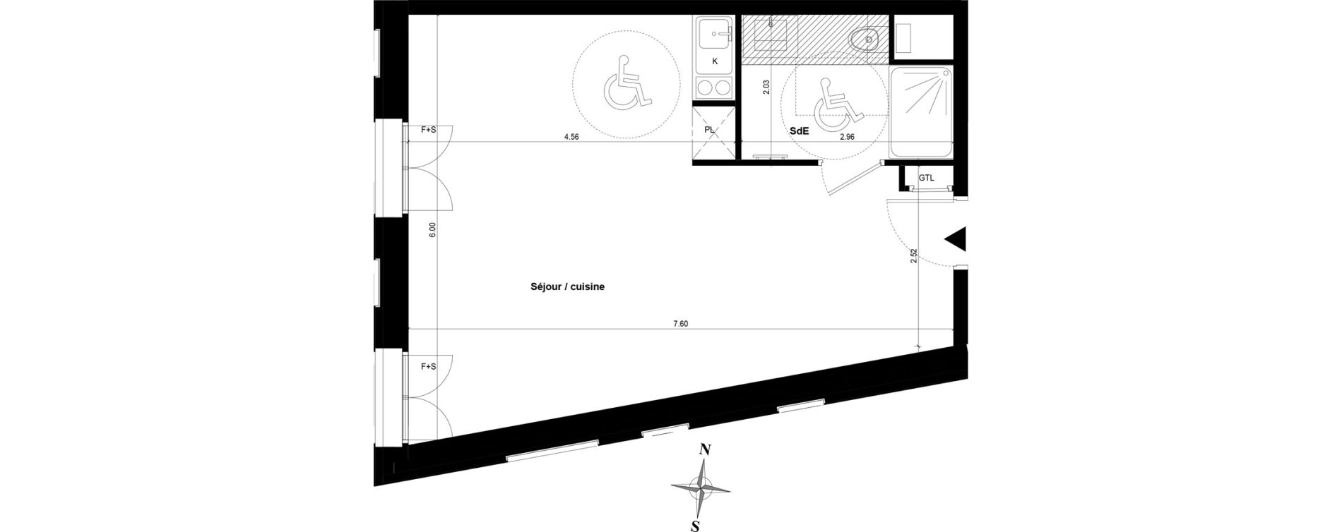 Appartement T1 bis de 38,98 m2 &agrave; Guyancourt Centre