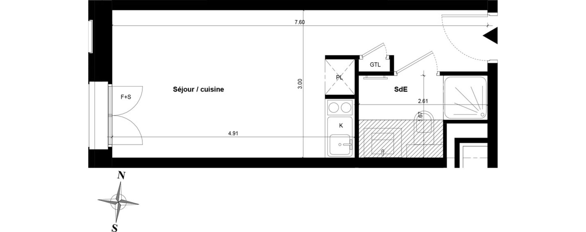 Appartement T1 de 21,41 m2 &agrave; Guyancourt Centre