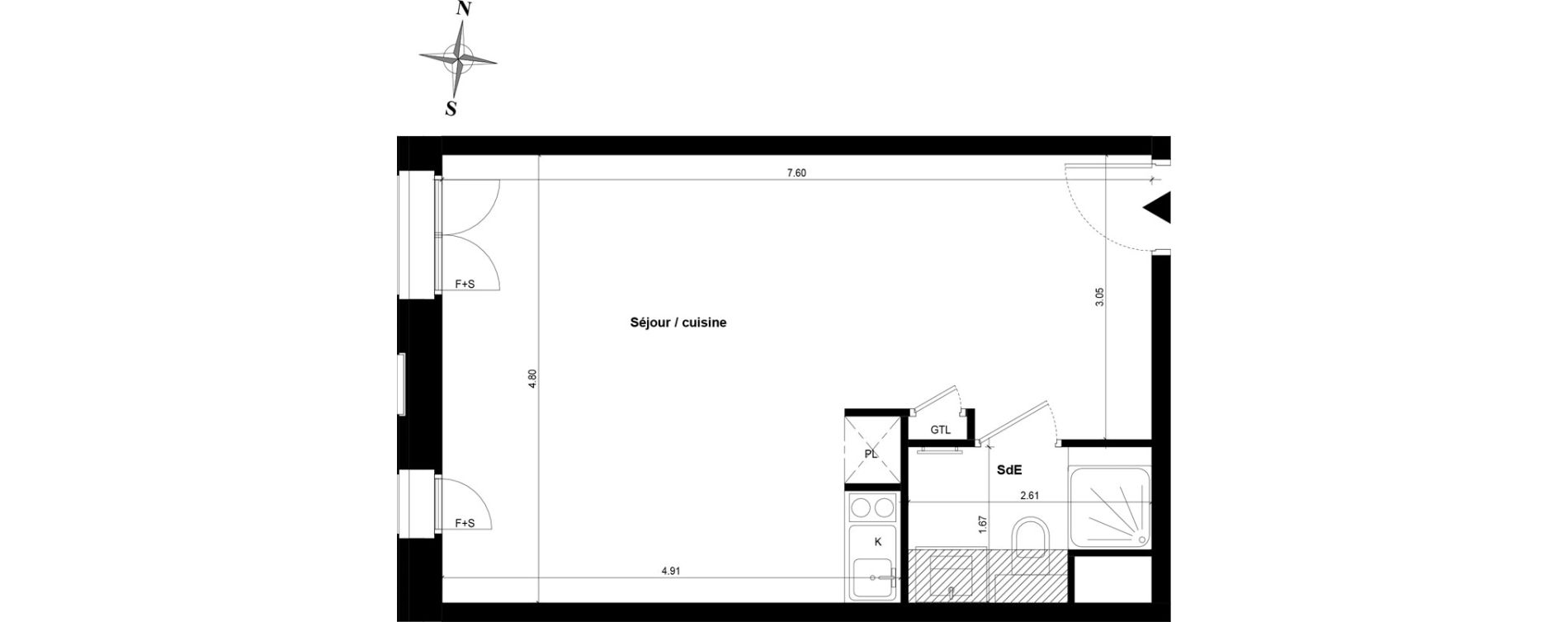 Appartement T1 bis de 35,27 m2 &agrave; Guyancourt Centre