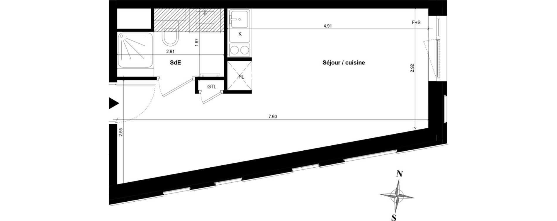 Appartement T1 de 26,21 m2 &agrave; Guyancourt Centre
