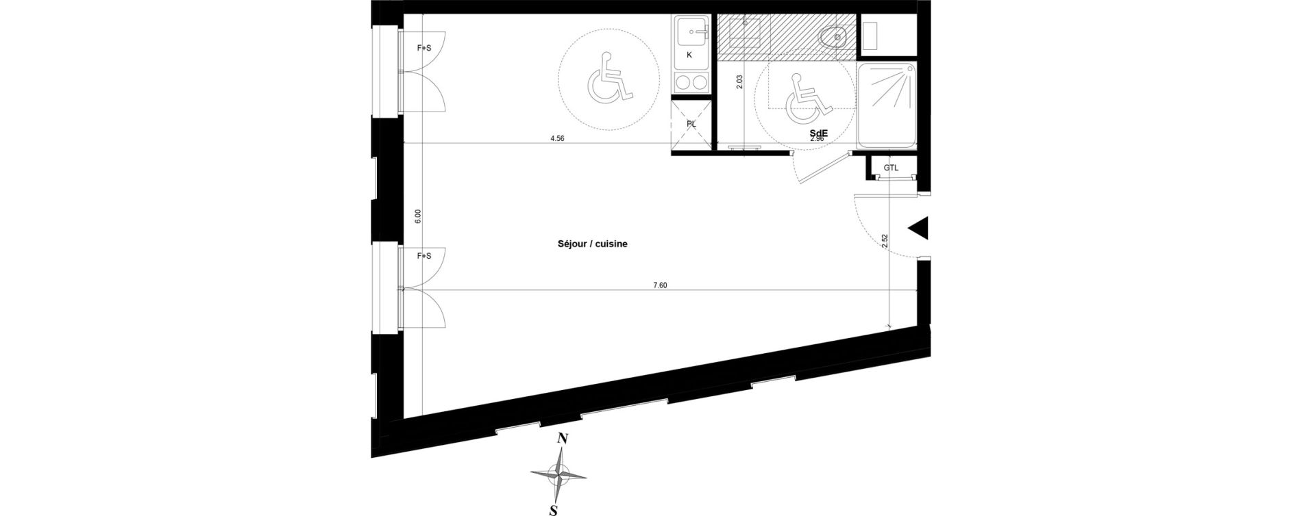 Appartement T1 bis de 38,98 m2 &agrave; Guyancourt Centre