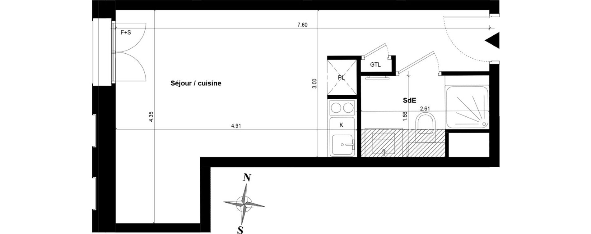 Appartement T1 de 23,91 m2 &agrave; Guyancourt Centre