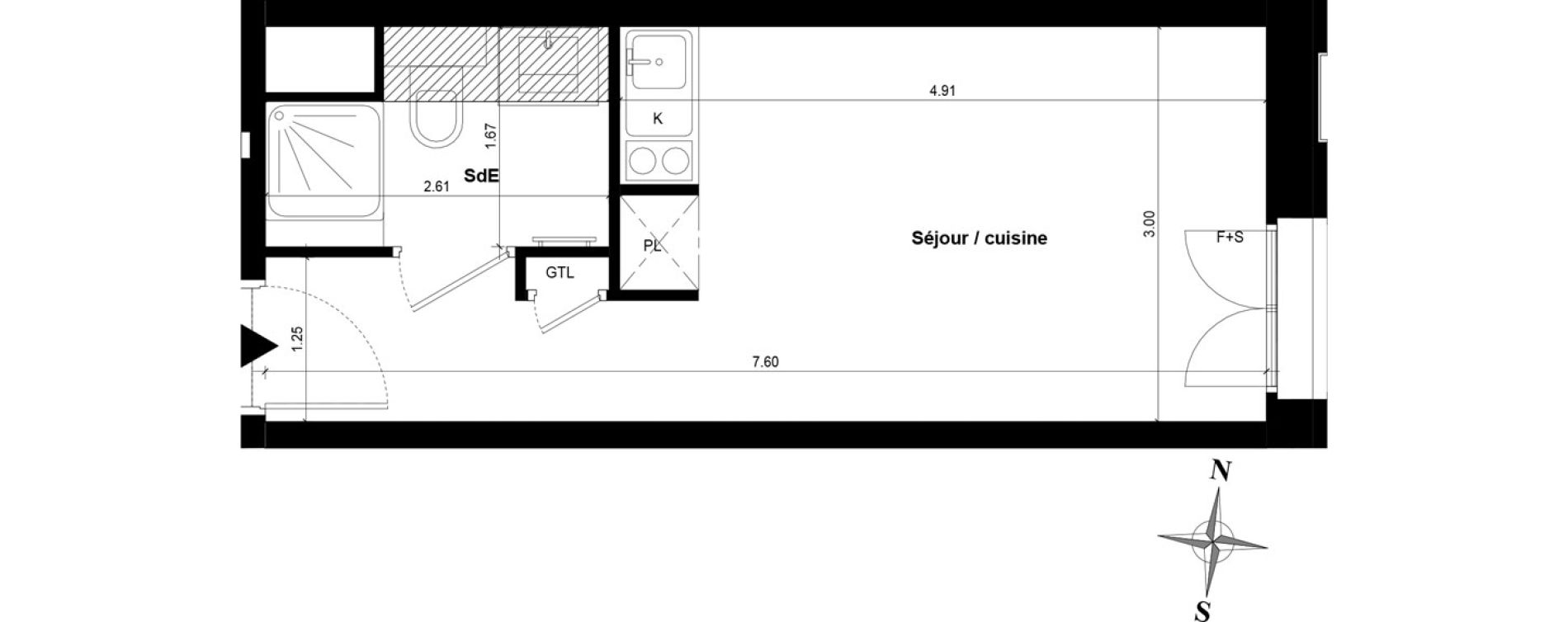 Appartement T1 de 21,59 m2 &agrave; Guyancourt Centre