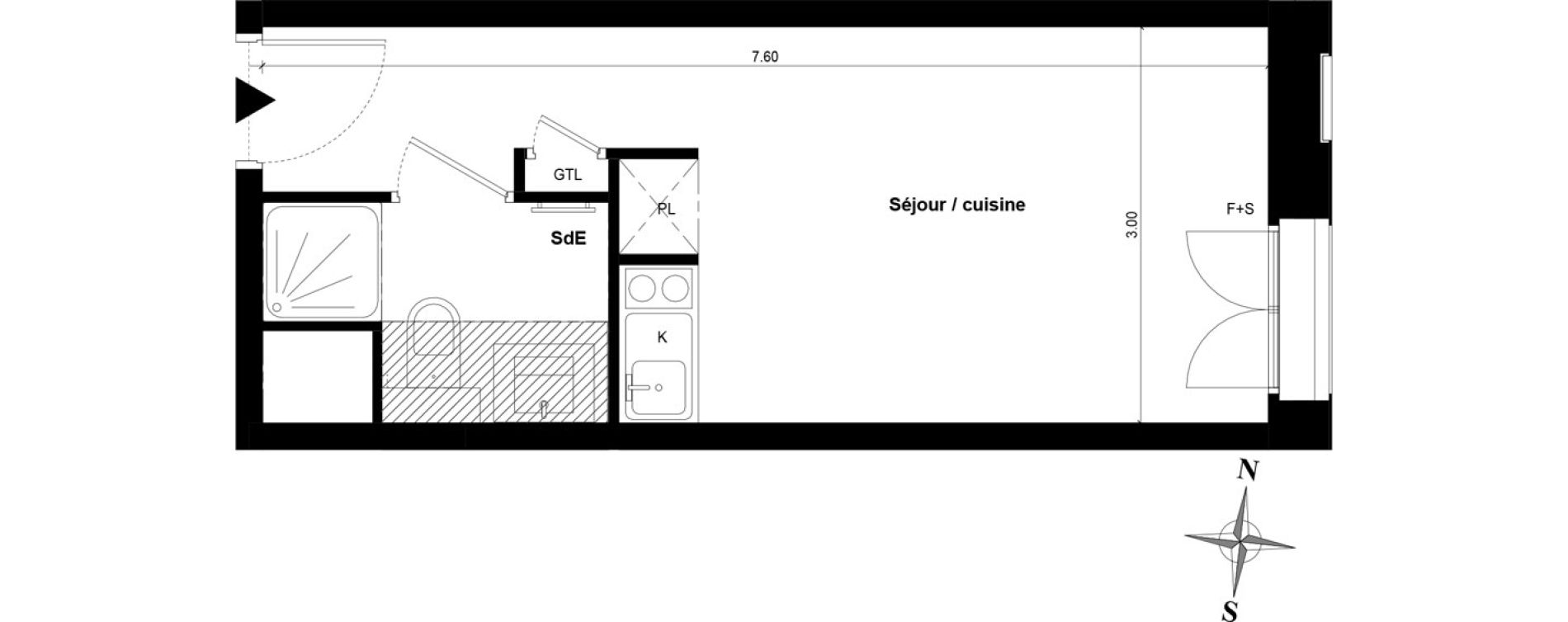 Appartement T1 de 21,40 m2 &agrave; Guyancourt Centre