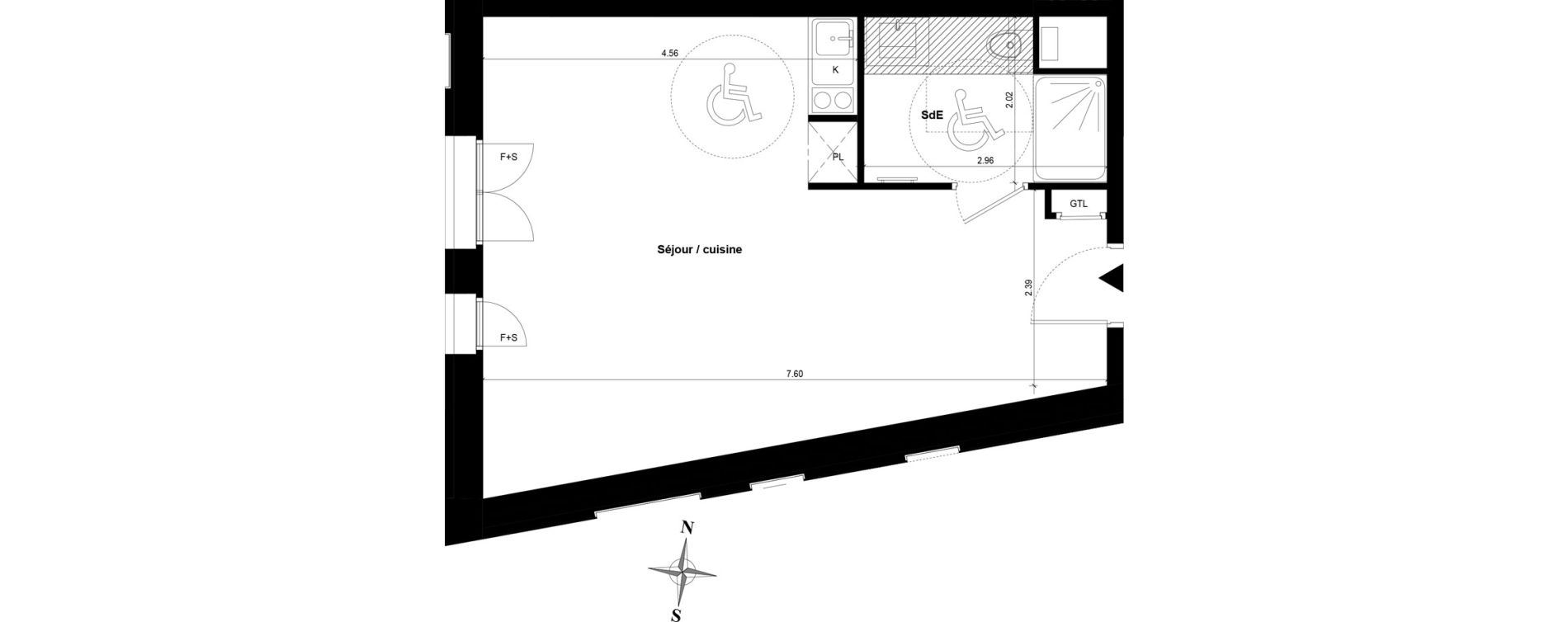 Appartement T1 bis de 37,98 m2 &agrave; Guyancourt Centre