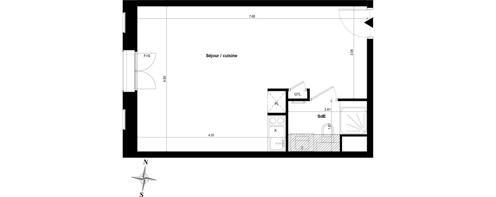 Appartement T1 bis de 35,27 m2 &agrave; Guyancourt Centre