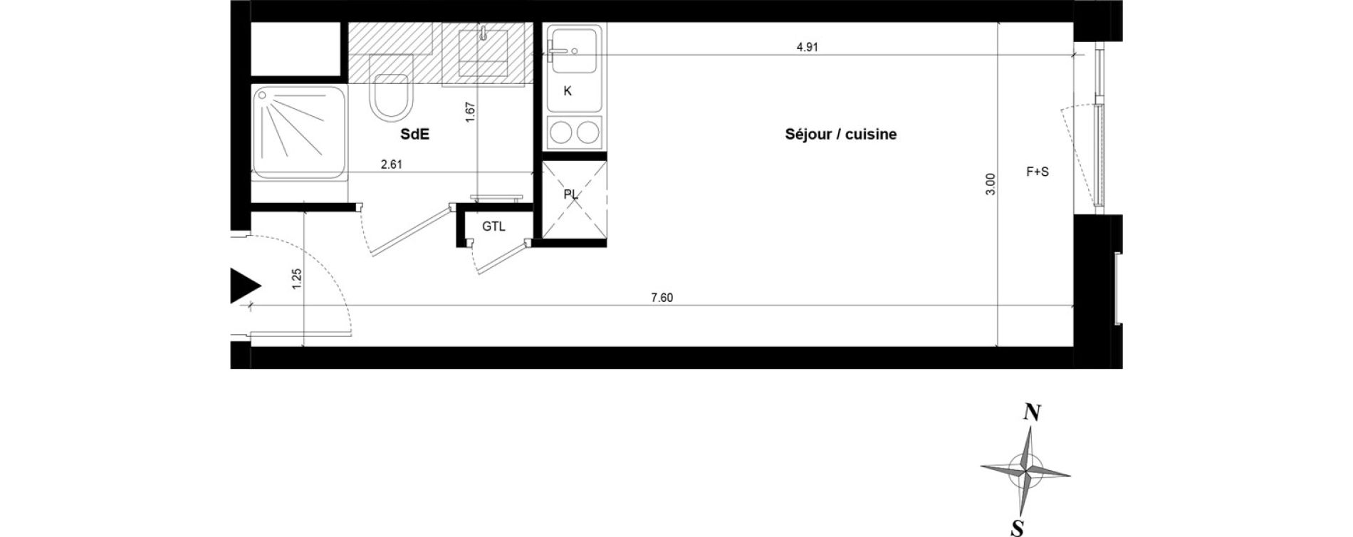 Appartement T1 de 21,59 m2 &agrave; Guyancourt Centre