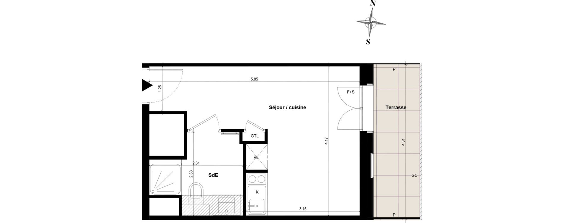 Appartement T1 de 21,81 m2 &agrave; Guyancourt Centre
