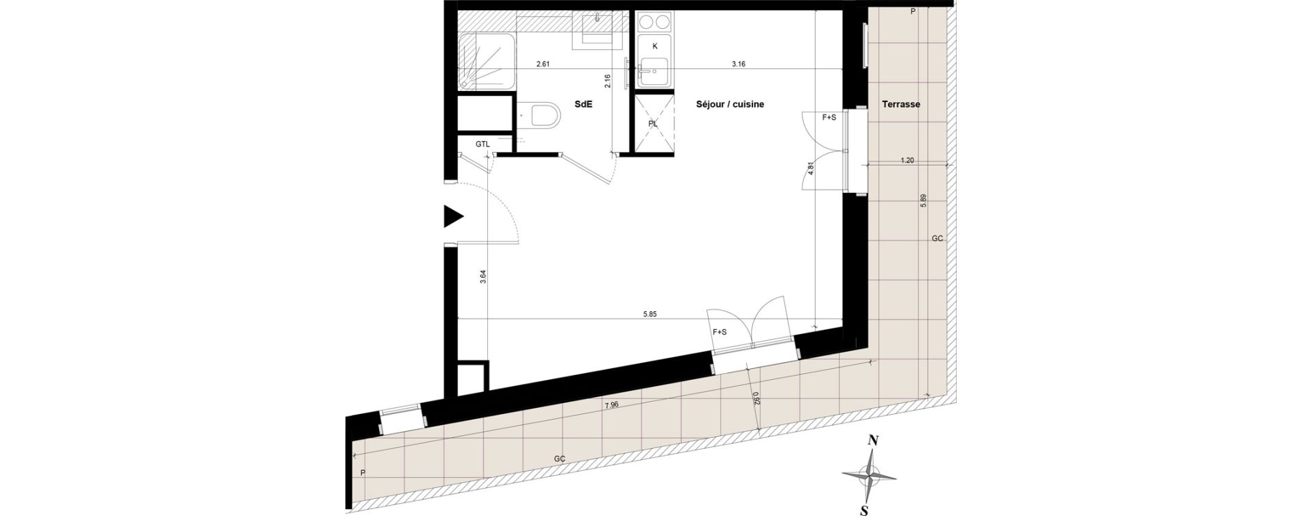 Appartement T1 bis de 29,71 m2 &agrave; Guyancourt Centre