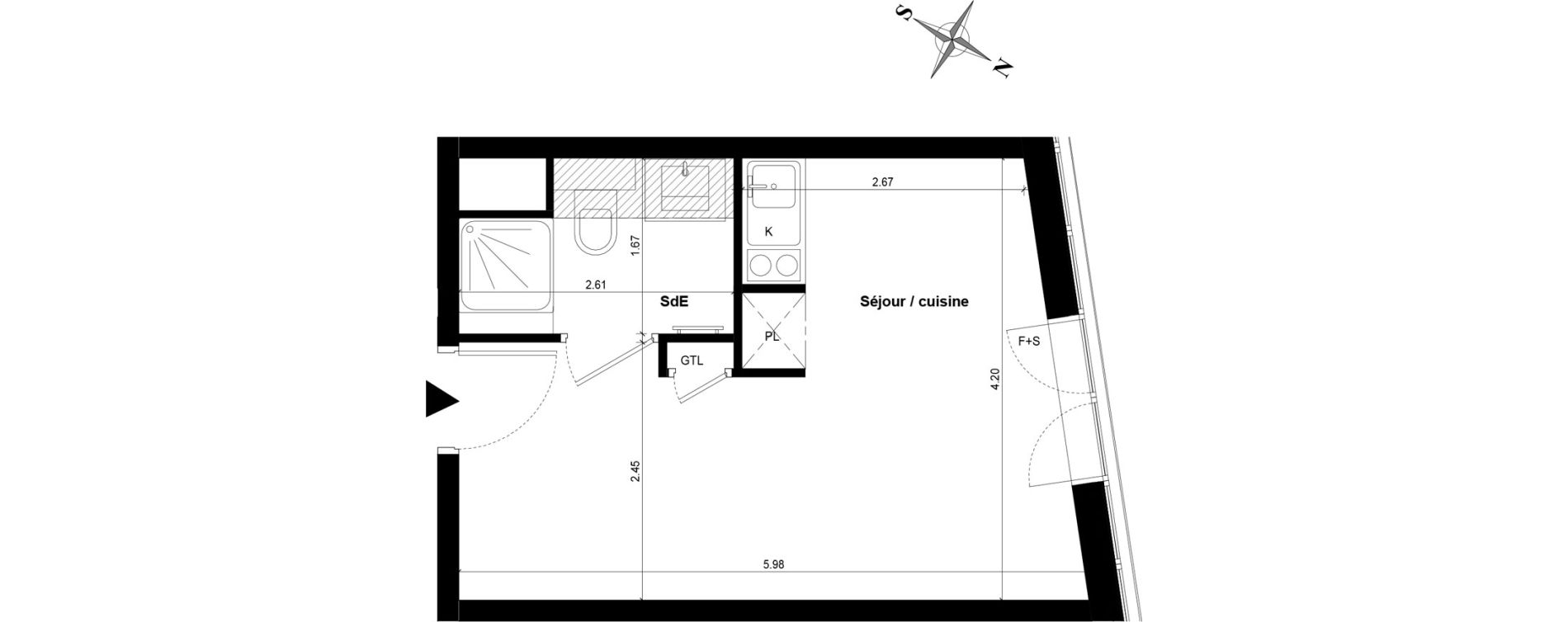 Appartement T1 de 22,61 m2 &agrave; Guyancourt Centre