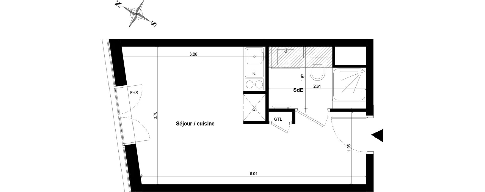 Appartement T1 de 22,03 m2 &agrave; Guyancourt Centre