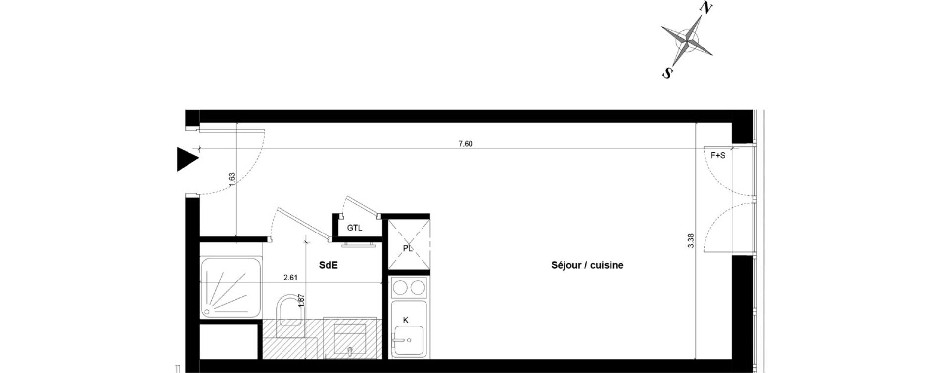 Appartement T1 de 24,49 m2 &agrave; Guyancourt Centre