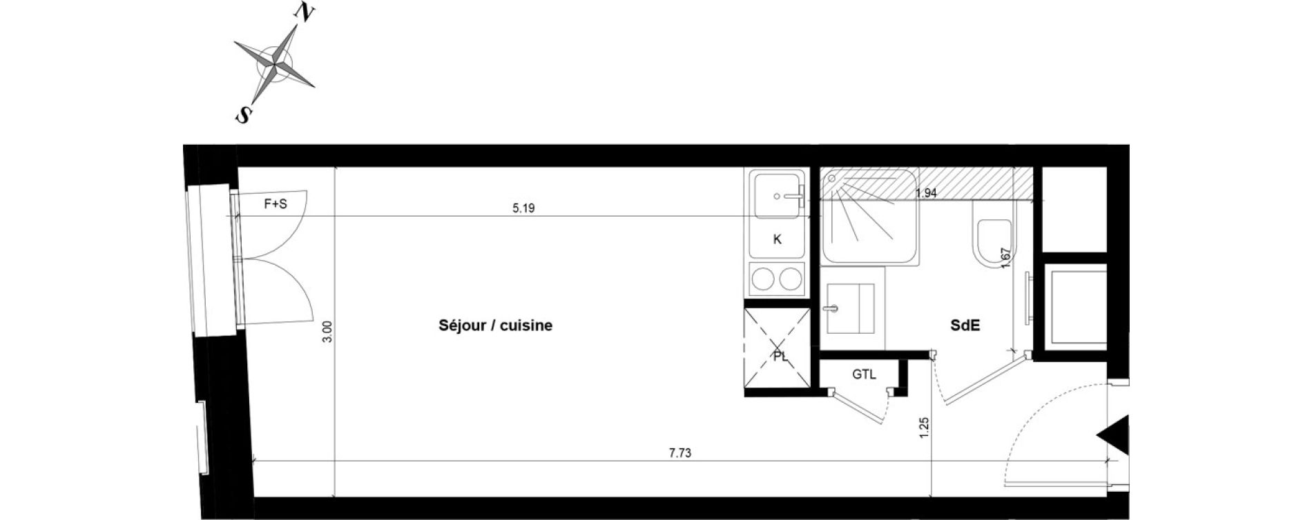 Appartement T1 de 21,55 m2 &agrave; Guyancourt Centre