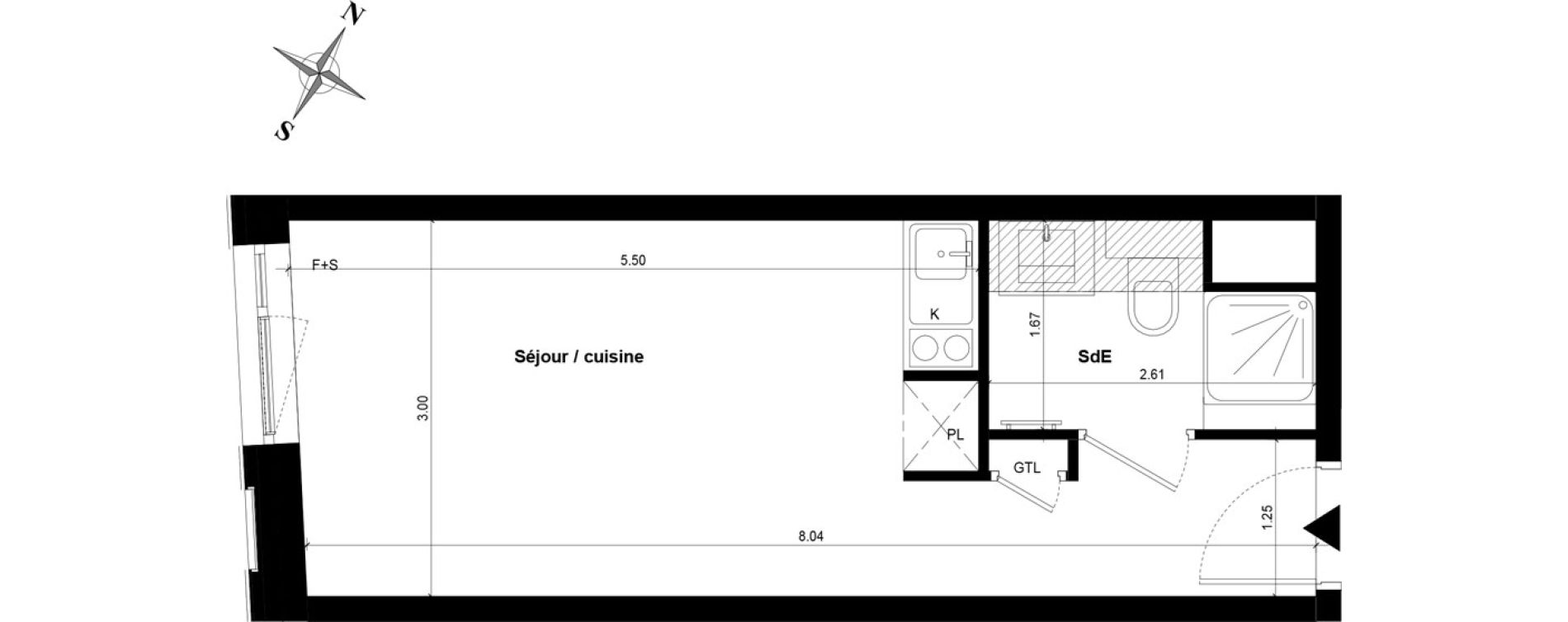 Appartement T1 de 23,14 m2 &agrave; Guyancourt Centre