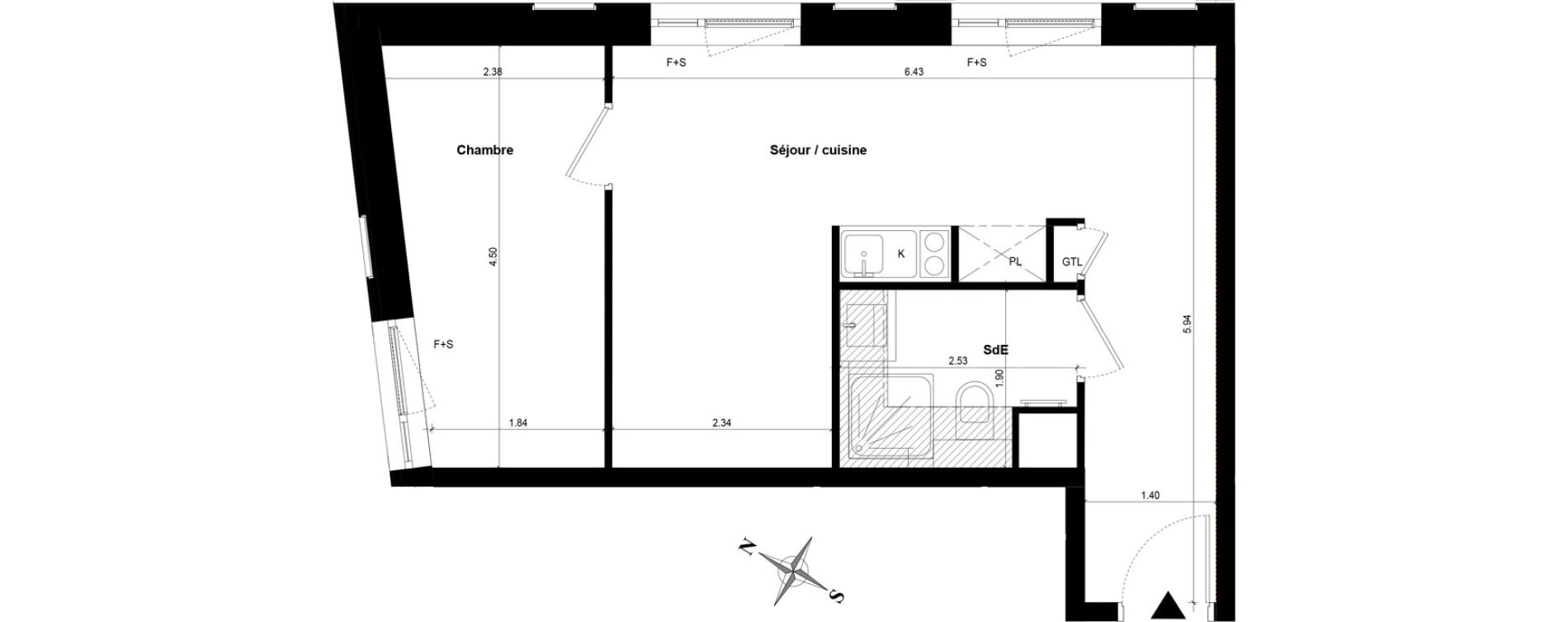 Appartement T2 de 39,10 m2 &agrave; Guyancourt Centre