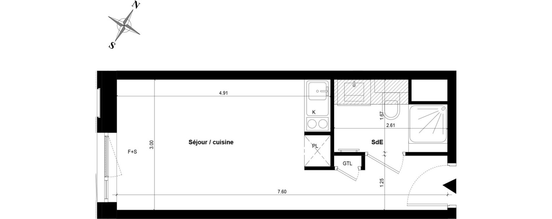 Appartement T1 de 21,60 m2 &agrave; Guyancourt Centre