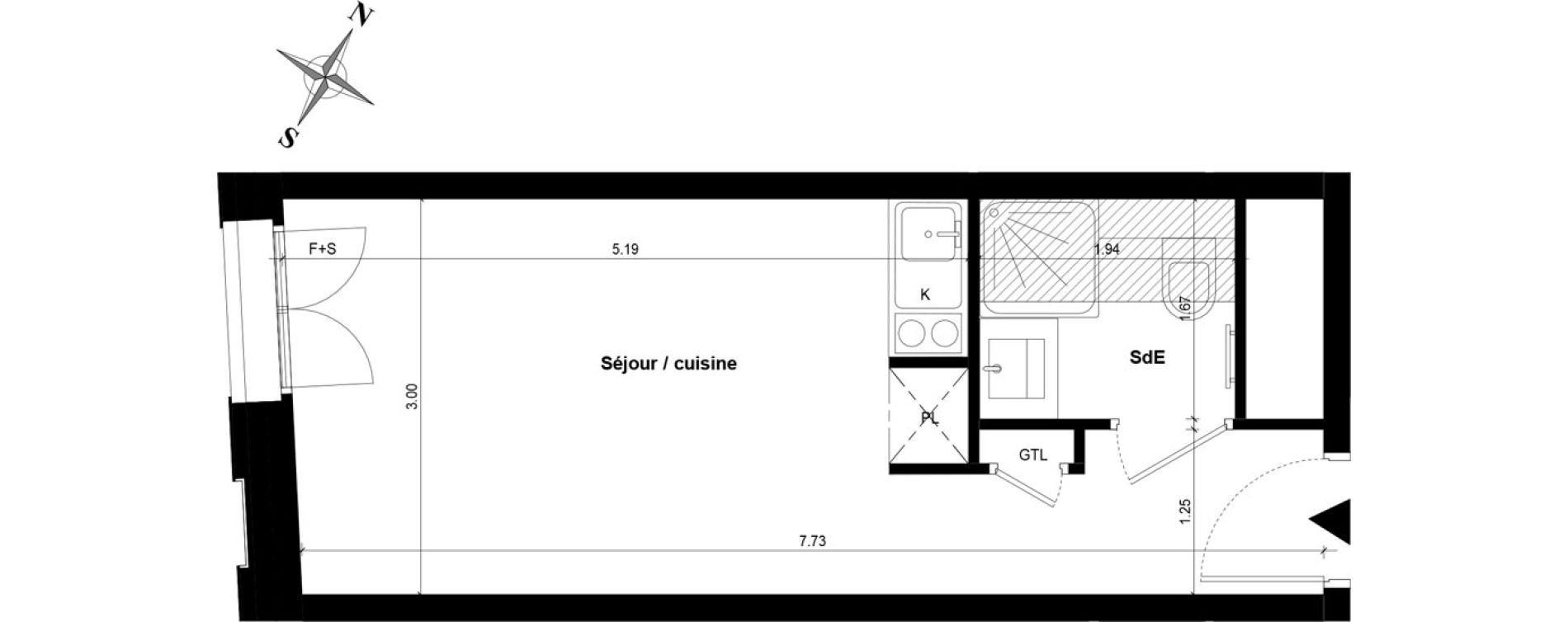 Appartement T1 de 21,56 m2 &agrave; Guyancourt Centre