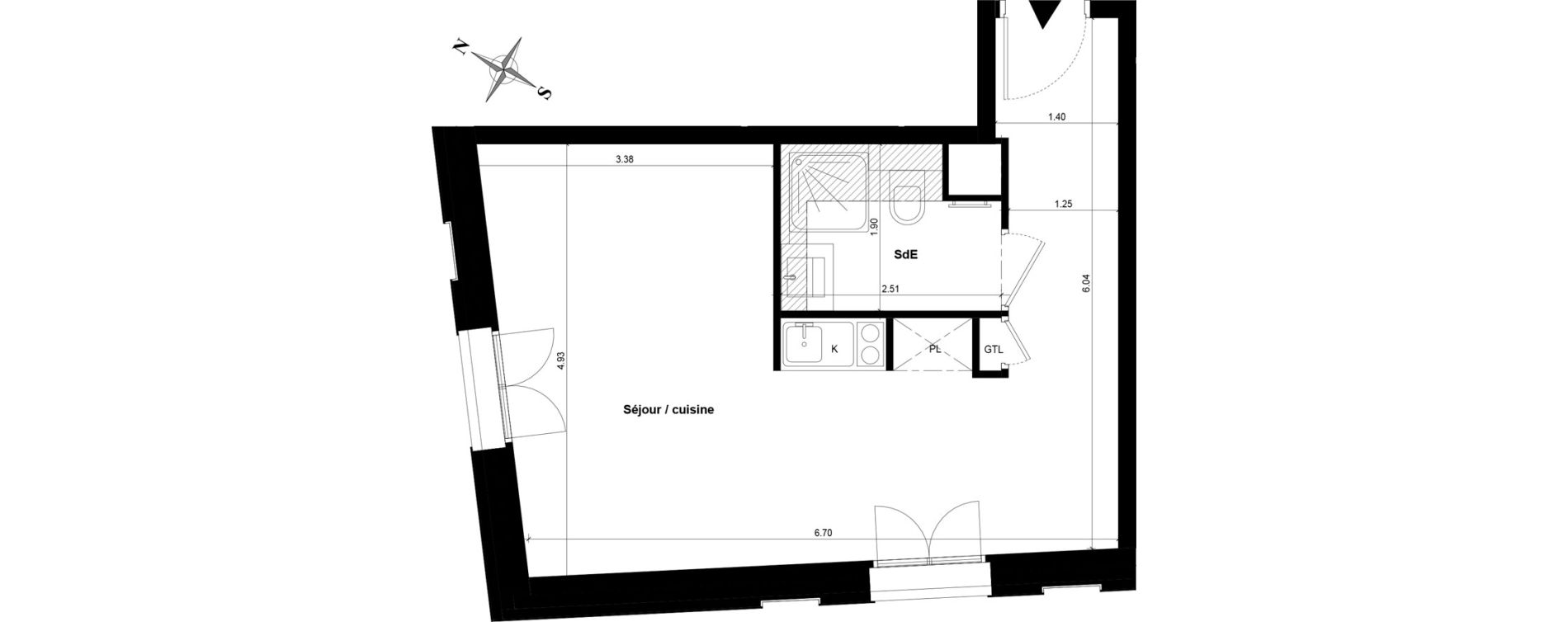 Appartement T1 bis de 34,07 m2 &agrave; Guyancourt Centre