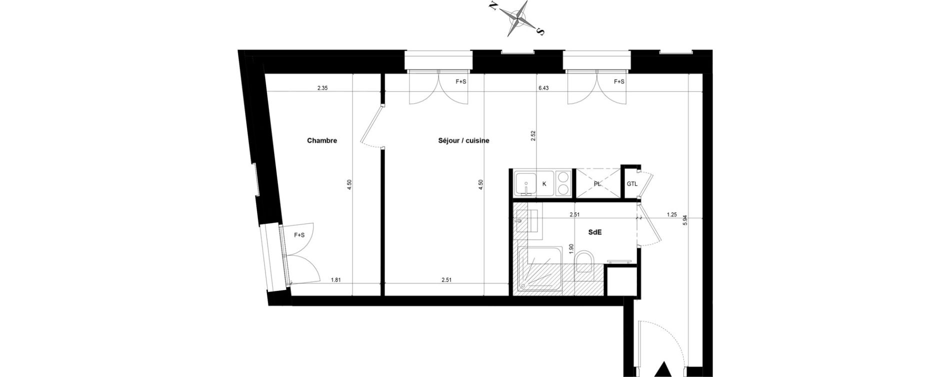 Appartement T2 de 38,97 m2 &agrave; Guyancourt Centre