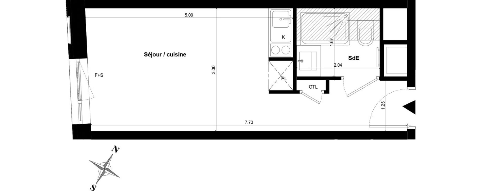 Appartement T1 de 21,53 m2 &agrave; Guyancourt Centre
