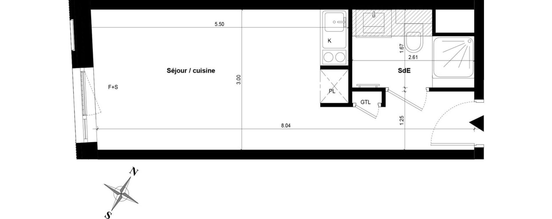 Appartement T1 de 23,14 m2 &agrave; Guyancourt Centre