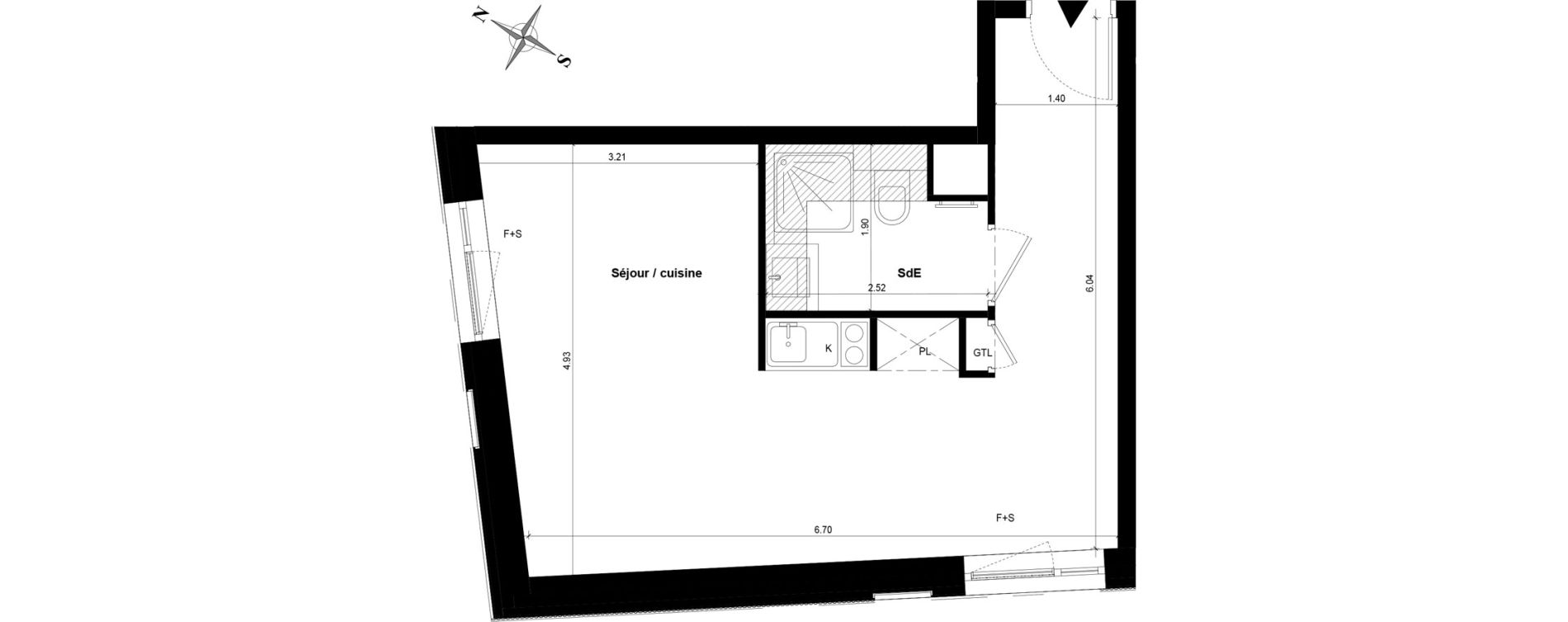 Appartement T1 bis de 34,06 m2 &agrave; Guyancourt Centre